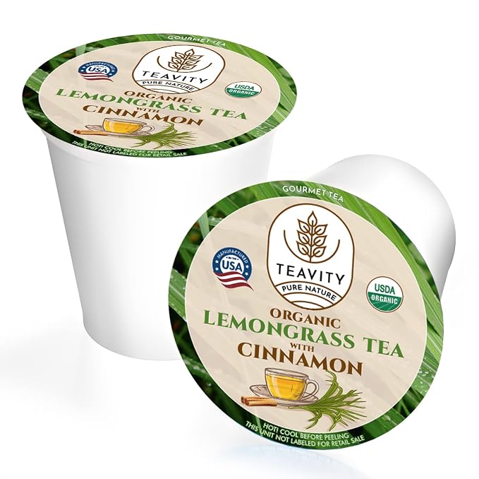 Teavity Organic Lemongrass and Cinnamon Tea Pods for Keurig - 24 Pods