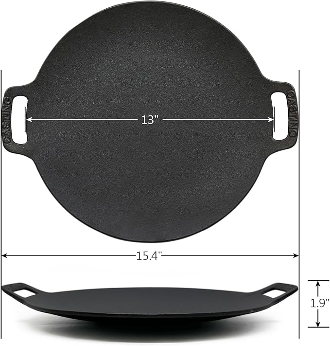 Brightalk 13-Inch Korean BBQ Grill Pan, Cast Iron Griddle for Indoor and Outdoor Stovetop Use