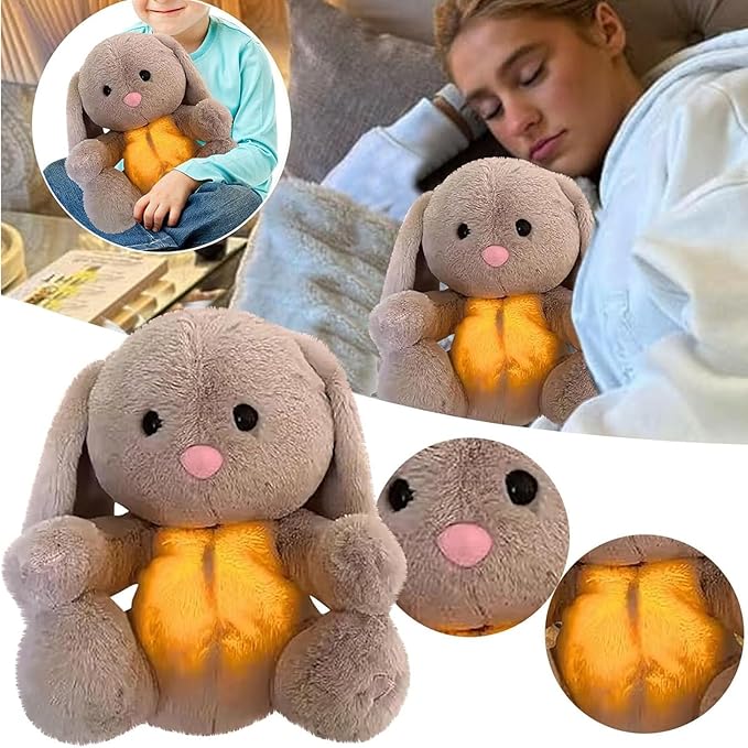 Breathing Stuffed Animal, Soothing Breathing Stuffed Animal Rabbit for Anxiety Adults and Kids Breathing Lights and Sound Machine with Realistic Breathing Easter My Bunny Toy
