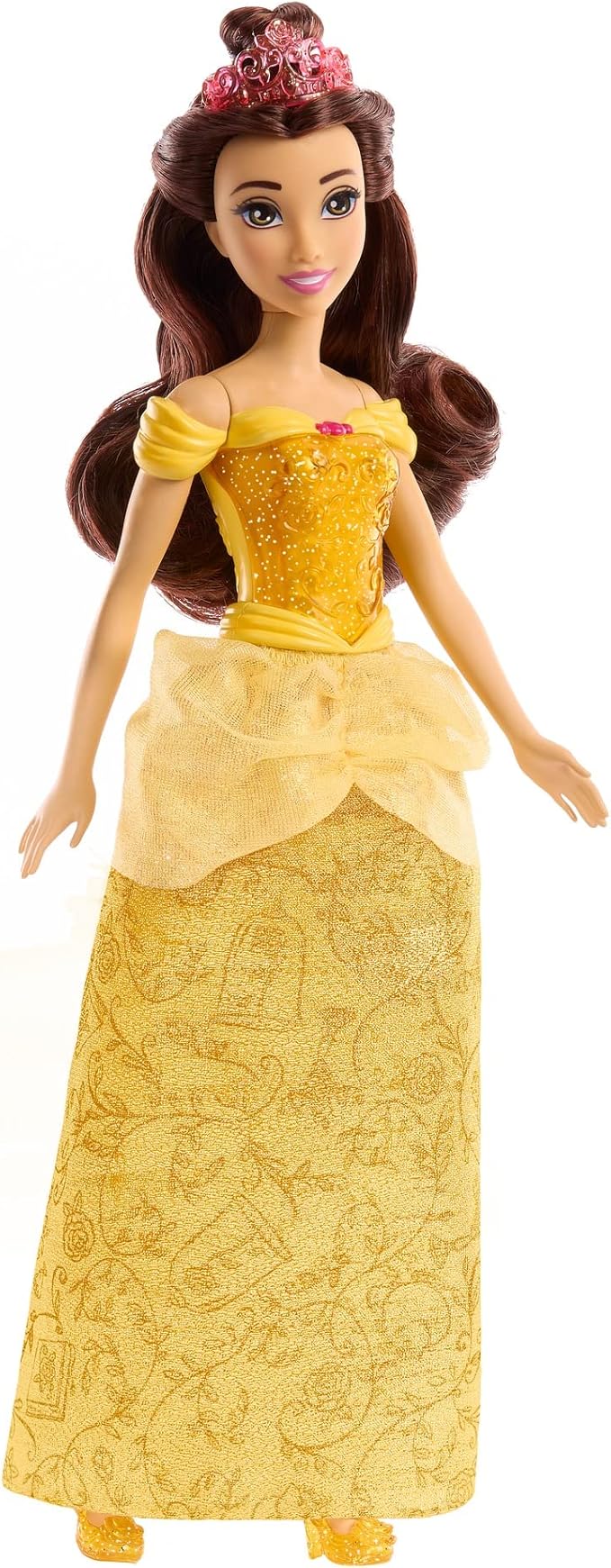 Mattel Disney Princess Belle Doll in Sparkling Fashion with Removable Skirt, Tiara and Shoes, Posable & Collectible, Inspired by Beauty & the Beast