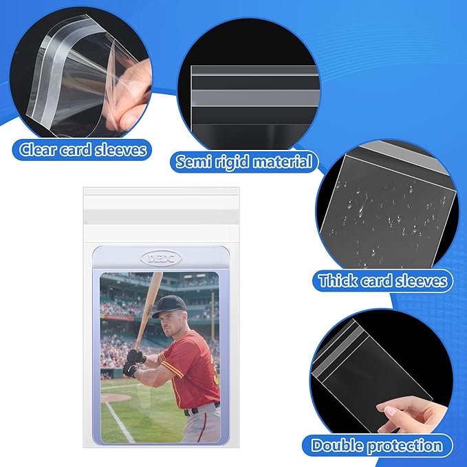 DEDC 400Pcs Team Bags for Semi Rigid Card Holder, Resealable Team Bags for Trading Cards Card Grading Fits Semi Rigid Sleeves
