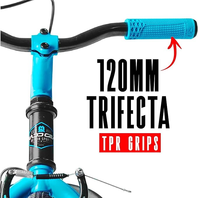 Drift Trike for Kids Ages 5+ – 16" Front Wheel Ride-On with Adjustable Seat, Steel Frame, Rear Slick Drift Wheels & Safety Flag – Madd Gear - (Black Blue)