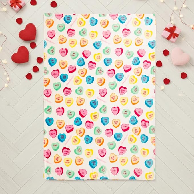 Sweethearts Candy Hearts Bedding Super Soft Plush Cozy Throw Blanket, 50 in x 70 in, (Officially Licensed Product) by Franco Collectibles