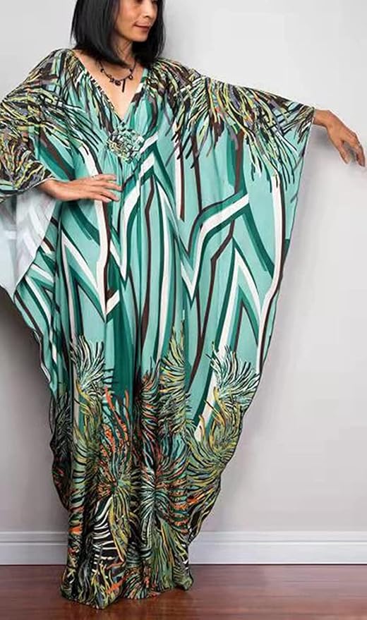 Venasha Womens Caftan Floral Print Kaftan Dress Short Sleeve Swimsuit Cover up Loungewear for Summer