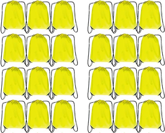 Drawstring Backpack Bulk 24Pcs Draw String Backpack Bags DIY Gym Sports Traveling Yoga Cinch Bag Sackpack Drawstring(yellow)