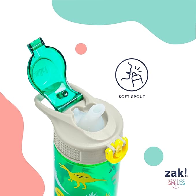 Zak Designs Disney Moana Sage Kids Water Bottle For School or Travel, 16oz Durable Plastic Water Bottle With Straw, Handle, and Leak-Proof, Pop-Up Spout Cover (Moana, Maui)
