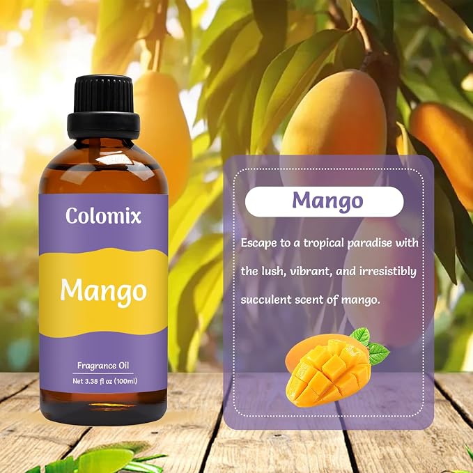 Premium 100ml Mango Fragrance Oil – Natural and Long-Lasting Scent for Candle Scents Oil, Diffusers for Home| Delightful Scent Essential Oil for Aroma, Soap Making & More, Gift Scented Oils