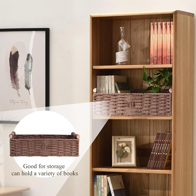Basket for Toilet Paper Storage Baskets for Bathroom Decor Organizing | with Handle for Bedroom Home Decor and Shelves Apartment Countertop Use,Brown