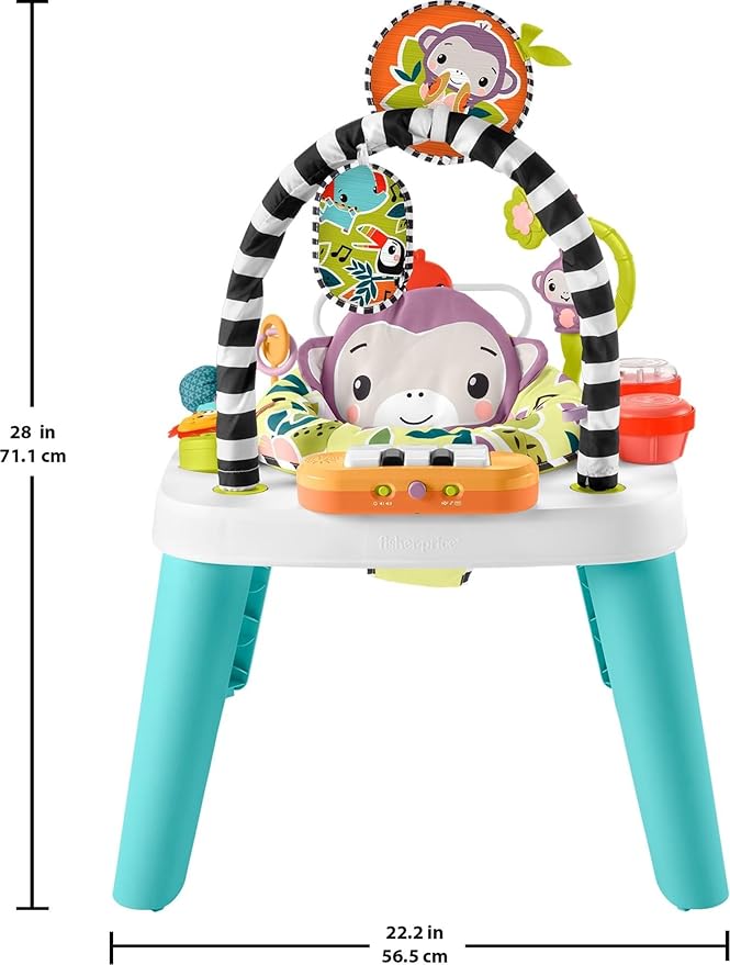 Fisher-Price Baby to Toddler Toy 2-in-1 Purple Monkey Activity Center & Play Table with Music Lights & Developmental Activities