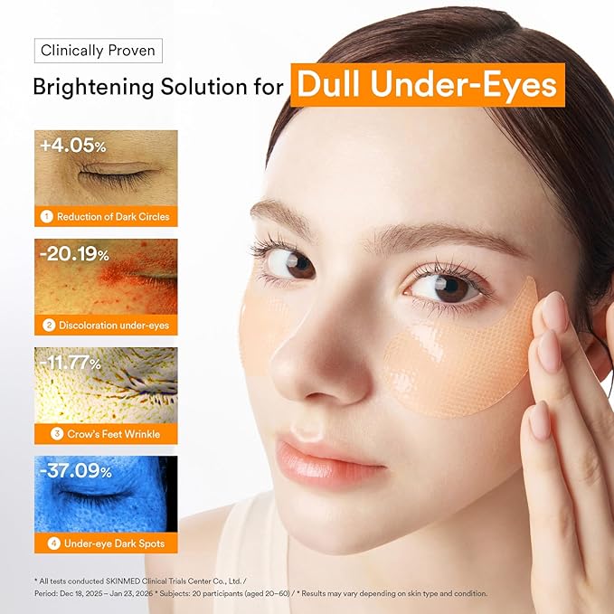 Abib Glutathione Kojic Acid Eye Patches for Radiance Dark Circles & Dark Spots, with Tone-up Jelly, 60 Count, Korean Skin Care
