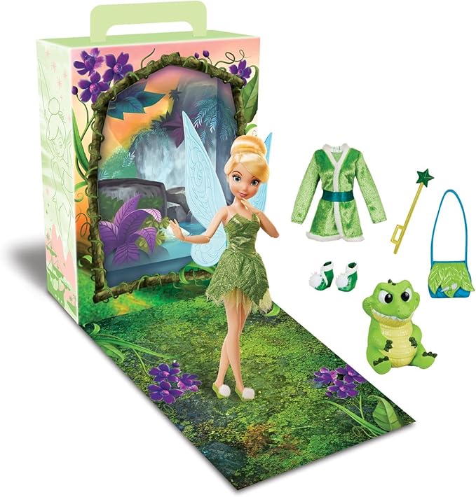 Disney Store Official Princess Story Doll - Tinker Bell from Peter Pan, 11 Inches, Includes Coloring Area and Additional Dress, Classic Outfit, Perfect for Girls