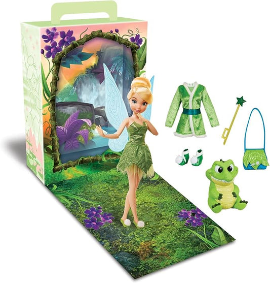 Disney Store Official Princess Story Doll - Tinker Bell from Peter Pan, 11 Inches, Includes Coloring Area and Additional Dress, Classic Outfit, Perfect for Girls