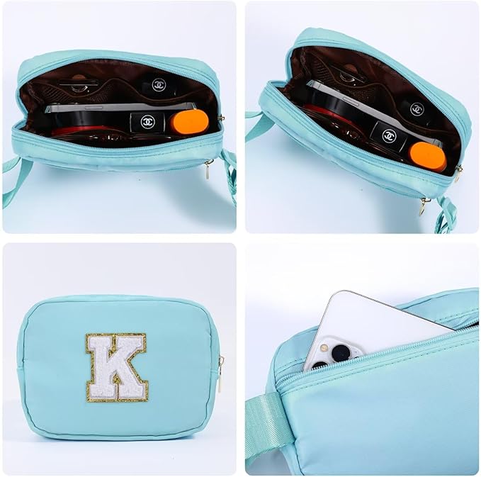 YOOLIFE Birthday Gifts for 4 5 6 7 8 9 10 11 12 13 14 Year Old Girls - Initial Fanny Pack Belt Bag Purse for Girls Teens Daughter Sister Niece, Personalized Trendy Stuff for Teen Girl Kids | Blue I