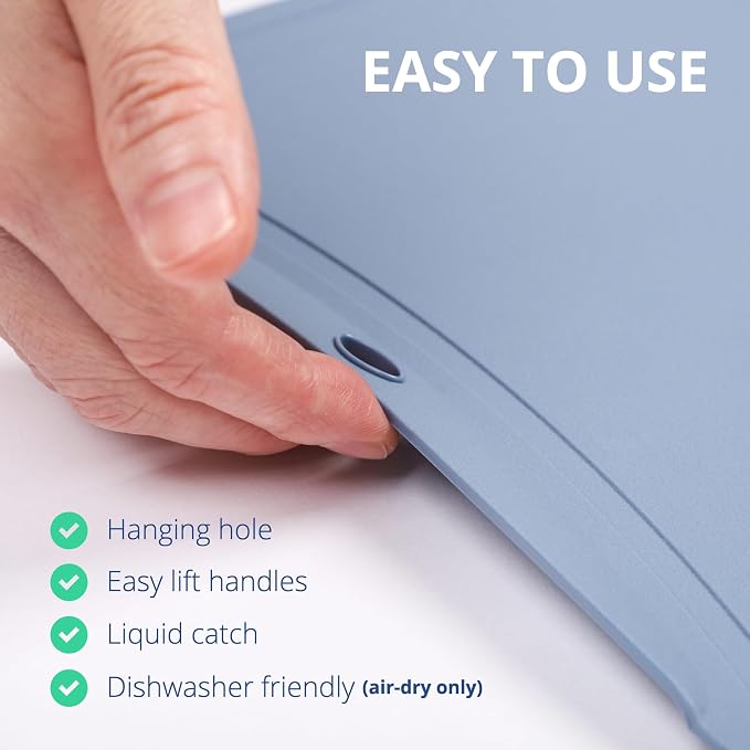 Blue Ginkgo TPU Cutting Board, Medium, Made in Korea, Blue | Gentle on Knife Edges. Flexible and Durable.