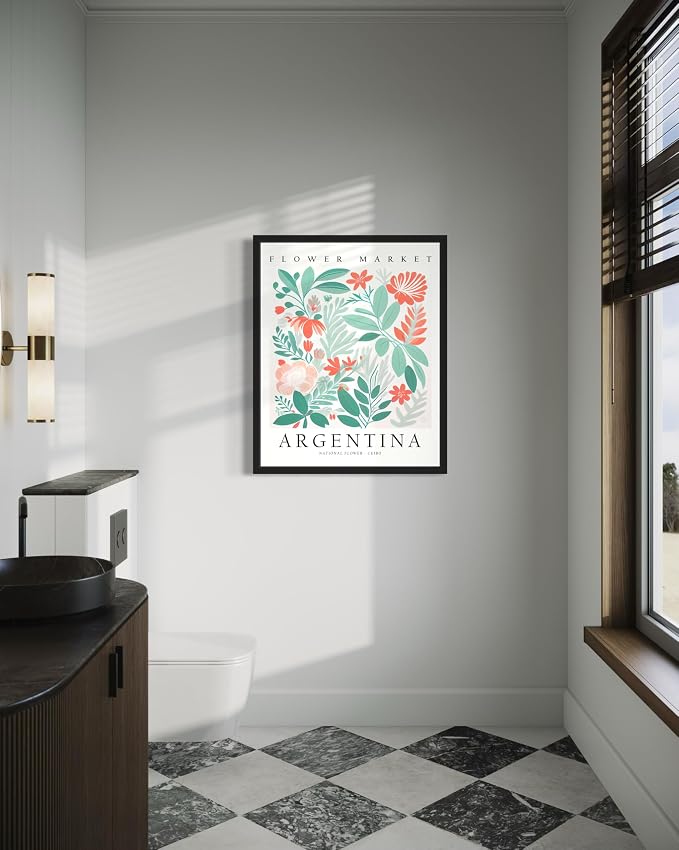 Argentina, Ceibo Art Print Poster, Flower Market Wall Art, Floral Artwork Decor for Bedroom, Kitchen, Bathroom, Livingroom Decoration 52 (Argentina, Ceibo, 36"L x 24"W, Unframed)