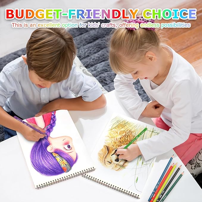 Drawing Pad for Kids, Sketch Pads 50 Sheets, 3-Pack Kids Travel Activities Spiral Bound Drawing Books Bulk 6" x 9 ", Drawing Paper for Kids 9-12