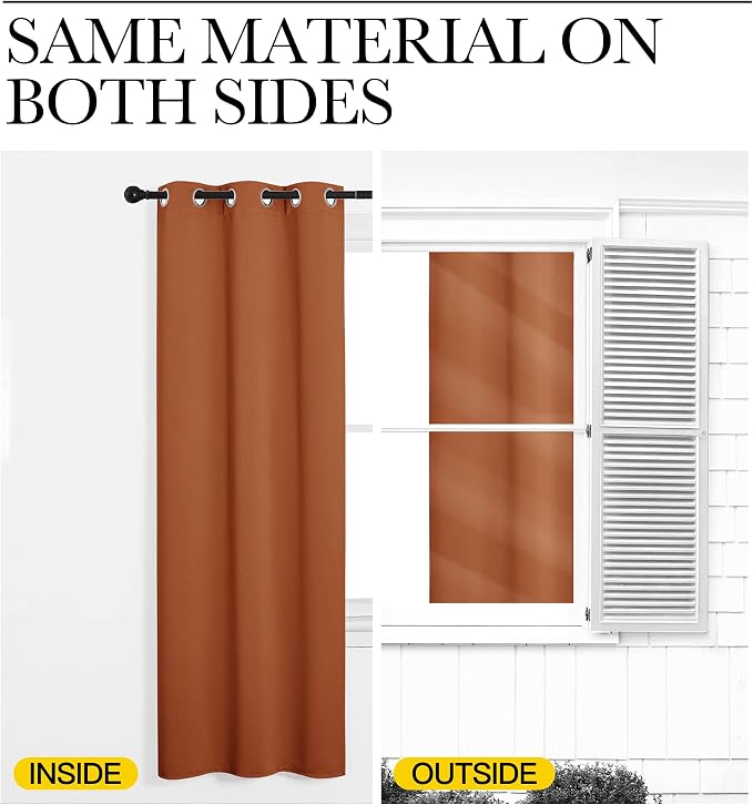 NICETOWN Blackout Curtains for RV Windows, Burnt Orange, 29" by 20", 2 Panels, Room Darkening Window Curtain Panels, Easy-Care Solid Thermal Insulated Draperies/Drapes for Daughter Room