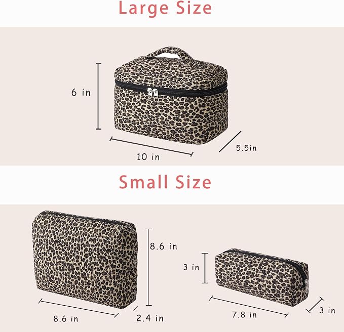 uekeboag Large Travel Quilted Makeup Bag for Women, Floral Cotton Cosmetic Bag, Coquette Aesthetic Floral Toiletry Organizer Bag