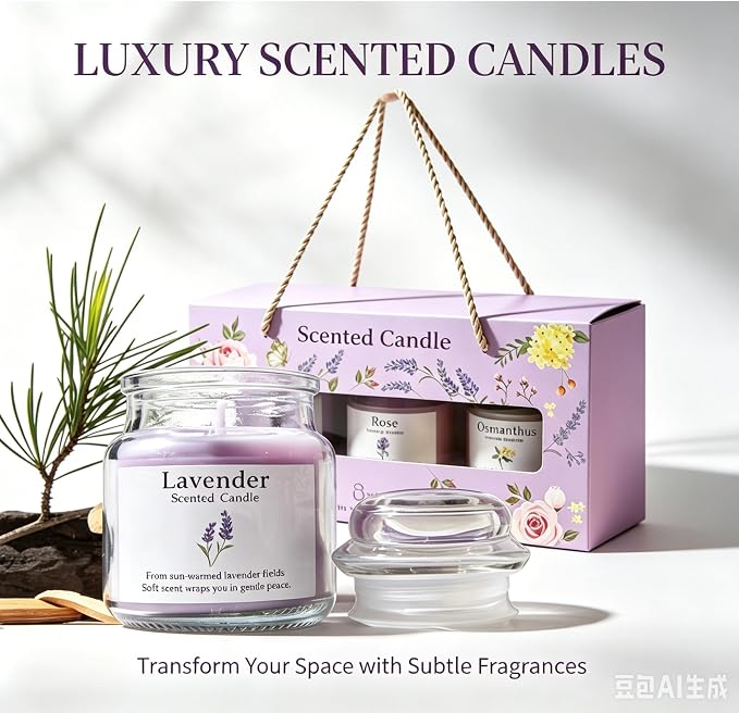 Scented Candles for Women, 8.5oz(3x80g),Soy Wax Aromatherapy Candles | For Flowerlovers, Girls Birthday, Graduation Party, Home decor, Birthday Gift for Mothers, Thanks Gifts for Teachers