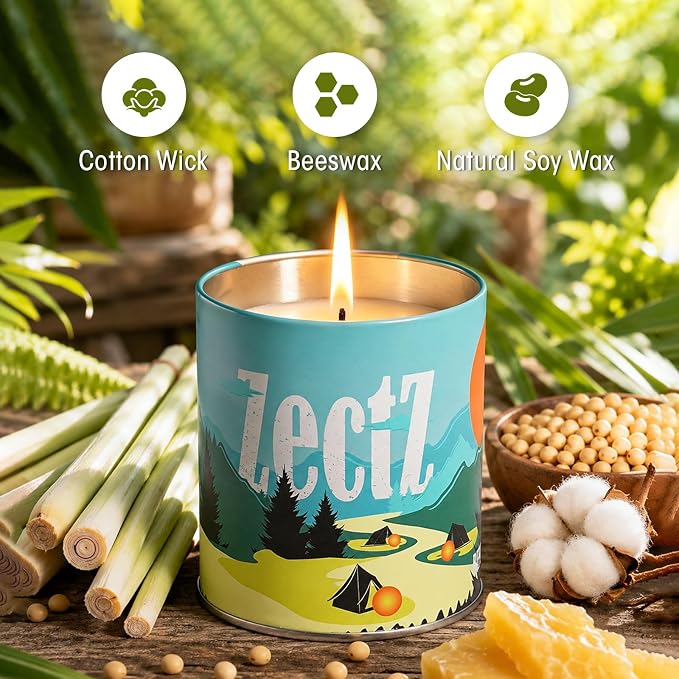 Citronella Candle for Outdoor Indoor, with Lemongrass, Rosemary, and Peppermint Oil, 9 oz
