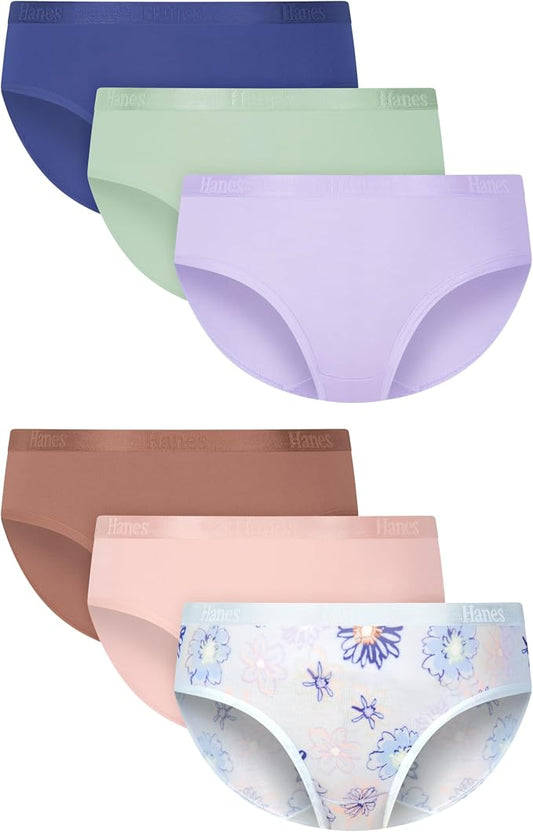 Hanes Girls' Period Underwear Boxer Briefs, Comfort Period Boxer Brief Panties for Girls, Moderate Protection