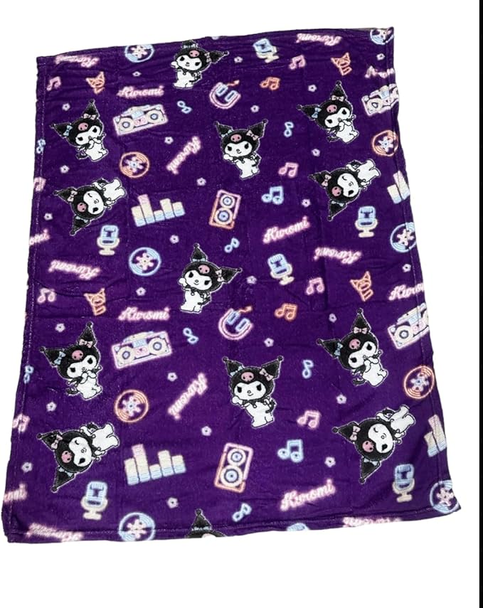 Kuromi & Friends Soft Silky Fleece Throw 40"x50" Kids Blanket “Neon Kuromi”