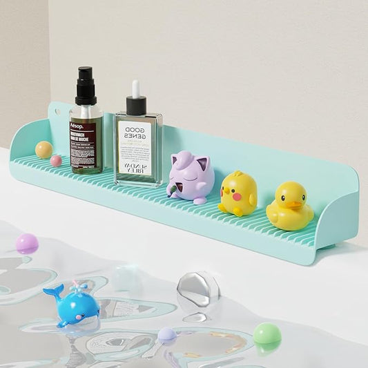 Bathtub Splash Guard, Silicone Toy Tray Holder Storage with 10 Strong Suction Cups, Bathtub Accessories Prevent Water Spills, Countertop Protectors for Tub, Bathroom Sink, Kitchen Sink 1 Pcs Green