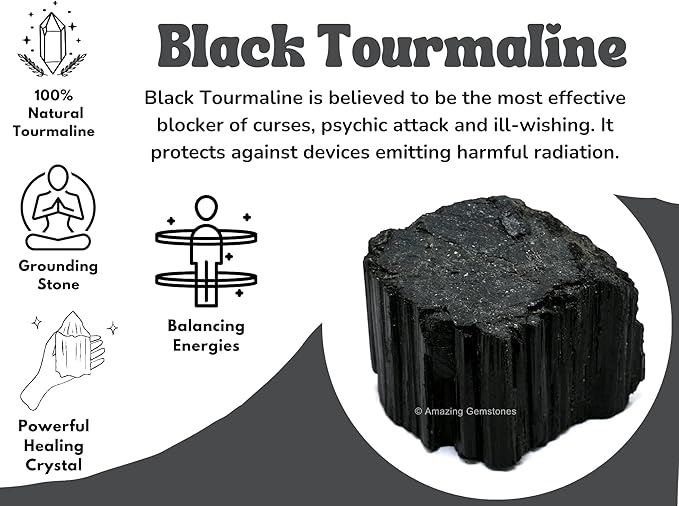 Amazing Gemstone Black Tourmaline Crystal - 1 Piece of 500-750 Grams - Very High Grade Black Tourmaline Crystals Rough Raw for Protection, Good Vibes Turmalina Negra Piedra Originales