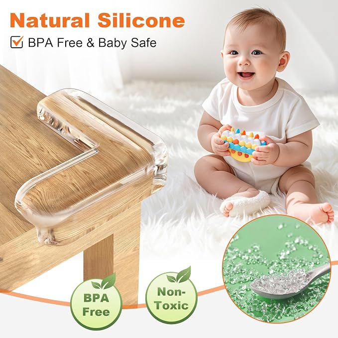 12 Pack Corner Protectors for Baby, Corner Guards Baby proofing, Clear | Table Protectors, Furniture Corner & Edge Safety Bumpers, Covers, Cushion, Anti-Bite, Strong Adhesive, Easy Installation
