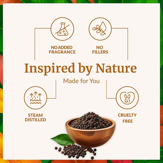 SVA Black Pepper Essential Oil 4 Fl Oz – for Diffuser, Skin & Hair Care – Ideal for Massage & DIY Blends - with Dropper