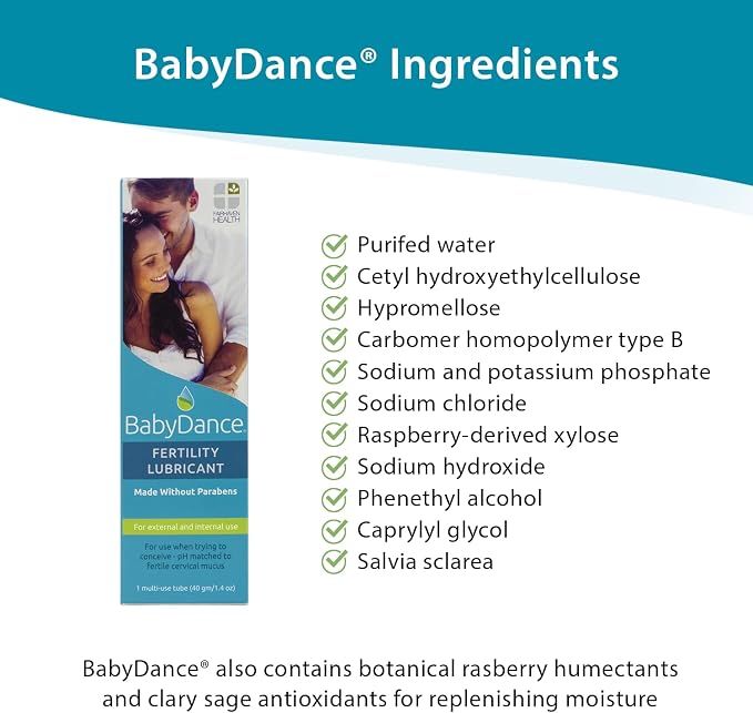Fairhaven Health BabyDance Fertility Lubricant | for Women and Men Trying to get Pregnant | Water Based Personal Lube | Made Without Parabens | 40 Grams