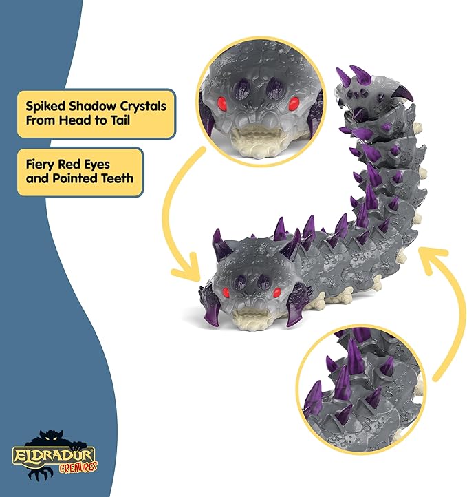 Schleich Eldrador Creatures - Big, 10" Shadow Worm. Cool Movable Action Figure for Boys and Girls. Fun, Imaginative Play Figurine. Durable, Fantasy Animal Beast Monster Toys for Kids Ages 7+, 70830