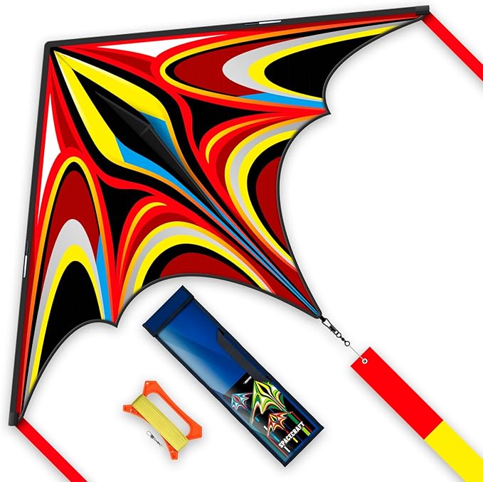 Kite, Large Delta Kites for Kids and Adults, Easy to Fly Rainbow Kites, Durable Multifunctional Beach Kite, Tangle-Free Flight Line, Durable