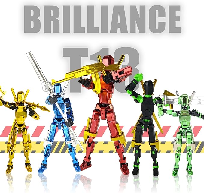 Assembly Completed T13 3D Printed Action Figures,Dummy 13 Robot 13 Movable N13 Action Figure, Lucky 13 Gift for Collectors Desktop Decorations for Game Lovers Toy(Red Blue)