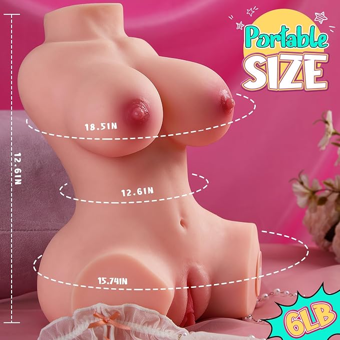 GOYHA Vibrating Sex Doll Male Masturbators with Realistic Boobs Vagina and Anal, 3 in 1 Torso Pussy Masturbator Love Doll Pocket Pussy, 6lb Automatic Realistic Male Sex Toy for Mens Adult Toys