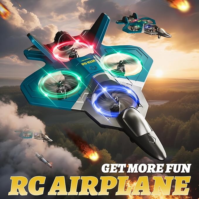Foam RC Plane for Kids 4-8 8-12 12-16, Remote Control Airplane Toys for Boys Kids Adults Beginners, RC Planes Fighter Jet Helicopter Drones for Kids Adults, 360° Flip Easy to Fly