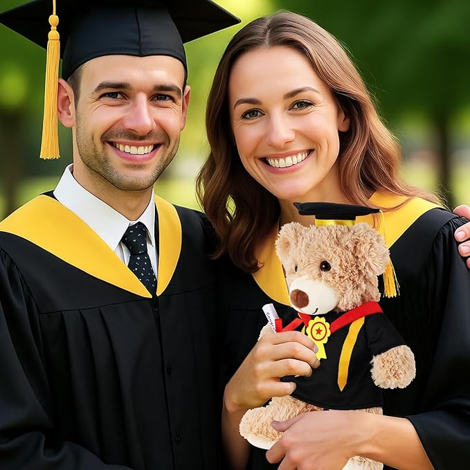 Set of 2 Graduation Teddy Bear Clothes Cap & Gow Outfit Fits Make Your Own Most 14" - 18" Bear Plush Stuffed Animal Outfit Pet Dog Doll Cap and Gown Build a Bear Clothe(Graduation F, Fit 14"-18")
