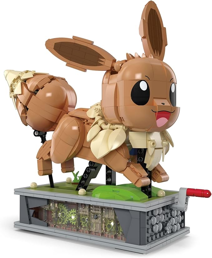 MEGA Pokémon Action Figure Building Set, Motion Eevee with 1366 Pieces, Turn Crank for Running Movement, Build & Display Toy for Collectors