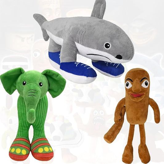 3PC Italian Brainrot Plush,Tralalero Tralala,Tung Tung Tung Sahur and Lirili Larila Inspired Plush Toy,Soft Cute Stuffed Animals Toy Stocking Stuffers for Kids and Adults