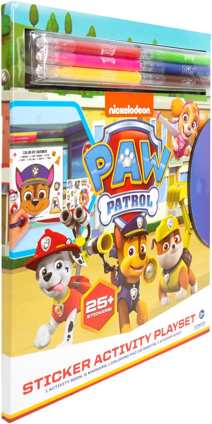 Horizon Group USA Activity Book for Kids, Coloring and Sticker Games for Children, Includes Markers, Paw Patrol