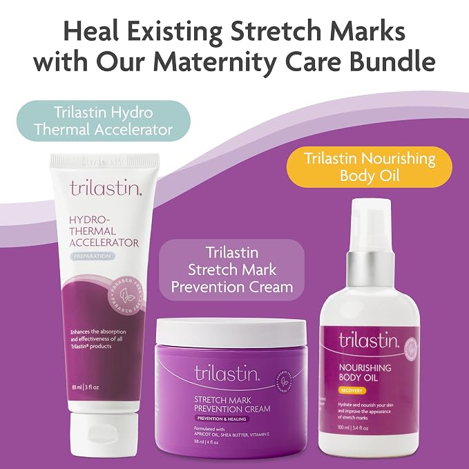 TriLASTIN Stretch Mark Cream for Pregnancy – Hydrating Belly Cream for Pregnant Women- Shea Butter & Vitamin E, Paraben Free, No Added Fragrances - Maternity Body Lotion – 4 oz, 2 Pack