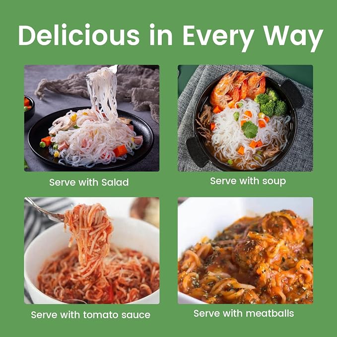 Hethstia Konjac Shirataki Spaghetti Noodles, 6 Pack Ready to Eat Pasta | Keto Friendly, Gluten Free, Vegan, Sugar Free, Non Gmo, Zero Fat, Paleo Friendly, Quick Meal Option, Healthy Pantry Staple