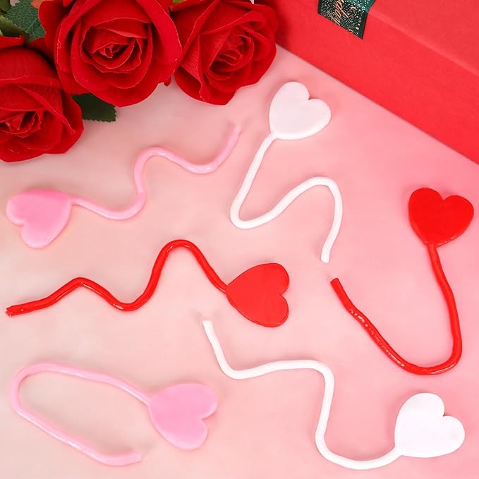 24PCS Heart Sticky Hands Toys for Kids, Stretchy Goodie Bag Stuffers Toys for Valentines Party Favor Supplies, Love Heart Sticky for Boys Girls Classroom Prizes