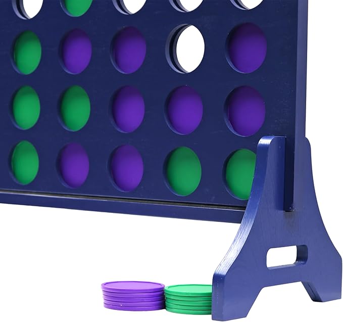 Tailgating Pros Premium Navy Giant Four in a Row with Carrying Case - Jumbo Oversized Outdoor Yard Game - Connect Multiple Pucks in a Row to Win - Many Puck Colors Available!