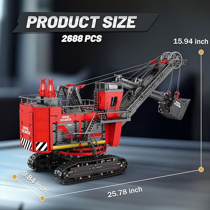 RC Excavator Building Blocks Set 22014, Power Shovel Vehicle Model Kit, APP & Remote Control Construction Toy Gifts for Adult Boys Girls Kids 14+ (2688PCS)
