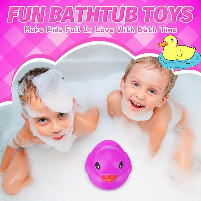 Honoson 6.89 Inch Giant Rubber Duck Big Rubber Duck Large Duckling Bath Toy with Squeaky Sound for Summer Baby Shower Birthday Party Favor Gift(Purple)