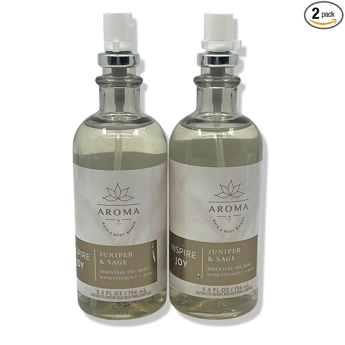 Bath & Body Works Aromatherapy Juniper & SAGE Essential Oil Mist 5.3oz (2 Pack)