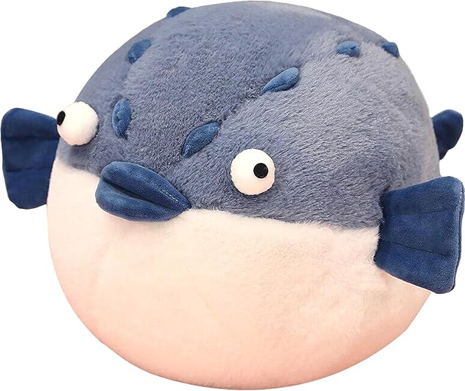 Puffer Fish Plush Pillow 15.7'' Funny Stuffed Animals Soft Plushies,Chubby Puffer Fish Plush Toy,Unique Fat Pufferfish Stuffed Animals for Girls Kids Boys Birthday