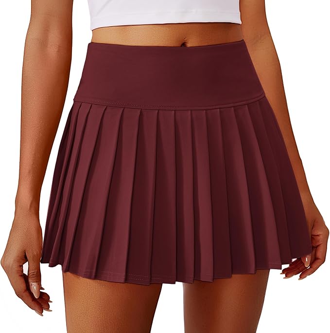 PINSPARK Pleated Tennis Skirts Mini Athletic Golf Skorts with Pocket | 14", High Waist, Lightweight, Quick Dry, Stretchy, Inner Shorts, Sun Protection, Pickleball, Casual, for Women