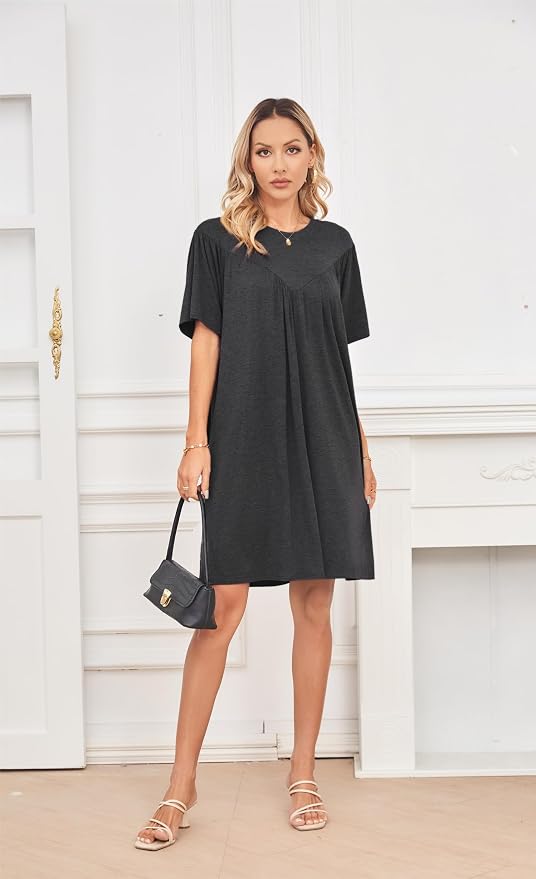 VintageClothing Nightgowns for Women Soft House Dresses Sleepshirts Short Sleeve Sleepwear Night Dress Moo Moo Nightgown